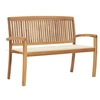 Image de Banc de jardin empilable et coussin 128,5cm Bois de teck massif