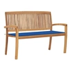 Image de Banc de Jardin Empilable et Coussin Meuble de Jardin Meuble d'Extérieur Banc de Patio Banc de Terrasse Parc 128,5 cm Bois de Teck Massif