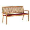 Image de Banc de jardin empilable et coussin 159 cm Bois de teck massif