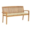 Image de Banc de jardin empilable et coussin 159 cm, Bois de teck massif