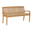Image de Banc de jardin empilable et coussin 159 cm, Bois de teck massif.
