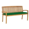 Image de Banc de jardin empilable et coussin , 159 cm, Bois de teck massif,