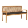 Image de Banc de jardin empilable et coussin, 159 cm Bois de teck massif.