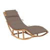 Image de Chaise Longue à Bascule avec Coussin Transat de Patio Bain de Soleil de Terrasse Chaise Longue d'Extérieur Balcon Jardin Bois de Teck Solide