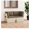 Image de Canapé palette à 2 places de jardin avec coussins Bois d épicéa