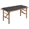 Image de Banc de jardin pliable avec coussin 118 cm Bambou