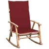 Image de Chaise à Bascule avec Coussin Chaise à Bascule de Jardin Fauteuil à Bascule de Terrasse Fauteuil de Patio Extérieur Véranda Bambou