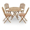 Image de Mobilier à dîner d extérieur pliable 5 pcs avec coussins bambou