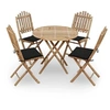 Image de Mobilier à Dîner d'Extérieur Pliable 5 pcs avec Coussins Ensemble de Salle à Manger de Terrasse Table et Chaises 3063967