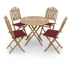 Image de Mobilier à dîner d extérieur pliable 5 pcs avec coussins bambou