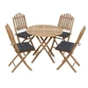Image de Mobilier à Dîner d'Extérieur - - Ensemble 5 pcs - Bambou Massif - Résistant aux Intempéries - Pliable