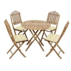Image de Ensemble à manger d extérieur pliable 5pcs avec coussins Bambou