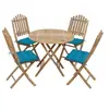 Image de Ensemble à manger d extérieur pliable 5pcs avec coussins Bambou