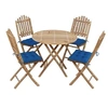 Image de Mobilier à Dîner d'Extérieur - - Ensemble 5 pcs - Bambou Massif - Pliable - Résistant aux Intempéries