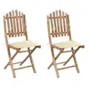 Image de Lot de 2 Chaises Pliables de Jardin avec Coussins, Sièges de Terrasse, Chaises de Salle à Manger, Meubles de Patio Extérieur, Bambou