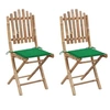 Image de Chaises pliables de jardin lot de 2 avec coussins Bambou