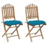 Image de Chaises pliables de jardin lot de 2 avec coussins Bambou