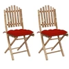 Image de Lot de 2 chaise exterieur pliable en bambou rouge