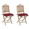 Image de Lot de 2 chaise en bambou pliable exterieur rouge