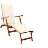 Image de Chaise longue d extérieur repose pied et coussin Acacia solide