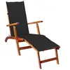 Image de Chaise longue d extérieur repose pied et coussin Acacia solide