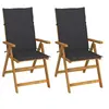 Image de Lot de 2 chaise exterieur pliable en acacia H. 111 cm bois