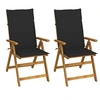 Image de Chaises inclinables de jardin lot de 2 et coussins Bois acacia