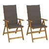 Image de Chaises inclinables de jardin lot de 2 et coussins Bois acacia