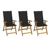 Image de Chaises pliables de jardin lot de 3 avec coussins Bois d acacia