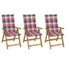 Image de Chaises pliables de jardin lot de 3 avec coussins Bois d acacia
