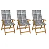 Image de Chaises pliables de jardin lot de 3 avec coussins Bois d acacia