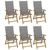 Image de Chaises pliables de jardin lot de 6 avec coussins Bois d acacia