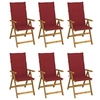 Image de Chaises pliables de jardin lot de 6 avec coussins Bois d acacia