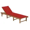 Image de Chaise Longue Pliable avec Coussin Transat de Jardin Chaise Longue de Terrasse Bain de Soleil d'Extérieur Patio Plage Bois d'Acacia Massif