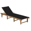 Image de Chaise Longue Pliable avec Coussin Transat de Patio Chaise Longue de Terrasse Bain de Soleil d'Extérieur Jardin Plage Bois d'Acacia Massif