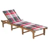 Image de Chaise Longue Pliable avec Coussin Bain de Soleil de Jardin Transat de Patio Chaise Longue de Terrasse Plage Extérieur Bois d'Acacia Massif