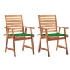 Image de Lot de 2 chaise en acacia empilable non pliable exterieur H. 92 cm vert
