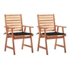 Image de Lot de 2 chaise exterieur empilable non pliable en acacia H. 92 cm marron