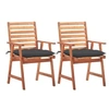 Image de Lot de 2 chaise exterieur non pliable H. 92 cm en acacia marron