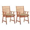 Image de Lot de 2 chaise H. 92 cm empilable non pliable exterieur en acacia beige