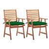 Image de Lot de 2 chaise H. 92 cm empilable non pliable en acacia exterieur vert