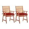 Image de Lot de 2 chaise en acacia empilable non pliable H. 92 cm exterieur rouge