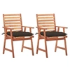Image de Lot de 2 chaise en acacia empilable non pliable H. 92 cm exterieur marron