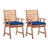Image de Lot de 2 chaise exterieur empilable non pliable en acacia H. 92 cm bleu