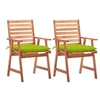 Image de Lot de 2 chaise exterieur empilable non pliable en acacia H. 92 cm vert