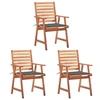 Image de Lot de 3 chaise exterieur non pliable en acacia H. 92 cm marron