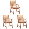 Image de Lot de 3 chaise exterieur empilable non pliable H. 92 cm en acacia marron