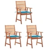 Image de Lot de 3 chaise H. 92 cm empilable non pliable en acacia exterieur bleu