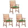Image de Chaises à manger d extérieur lot de 3 et coussins Acacia massif