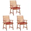 Image de Lot de 3 chaise en acacia empilable non pliable H. 92 cm exterieur rouge